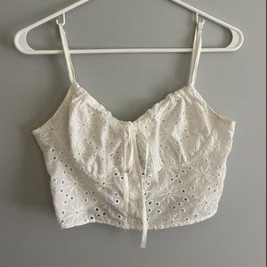 White Button Up Patterned Tank Top